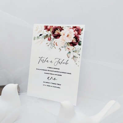 Svatební oznámení Burgundy růže 3 – Sleviste.cz