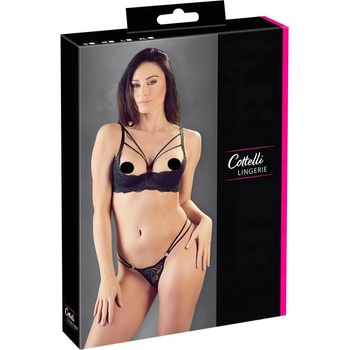 Cottelli - поддържащ сутиен с презрамки и прашки (черни) - 85C/L