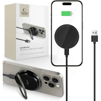 Tech-Protect QI15W-A33 магнитен безжичен зарядно устройство MagSafe черен (5906302308347)