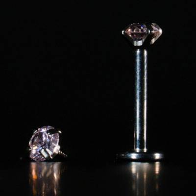 CryptoEshop Titanová koncovka labret s růžovým zirkonem 3 mm P009-093