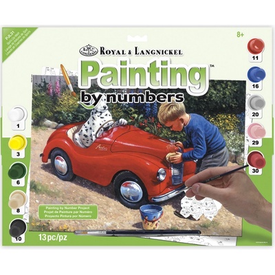 Royal Langnickel Malování podle čísel 30x40 cm- Dalmatin v červeném autě