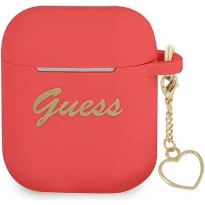 Guess Калъф Guess GUA2LSCHSR за AirPods 1/2, червен, Silicone Charm Heart Collection (GUE002011-0)