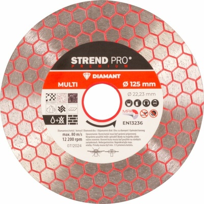 Kotúč Strend Pro Premium, 125 mm, hexagonal, diamantový, rezný, multi