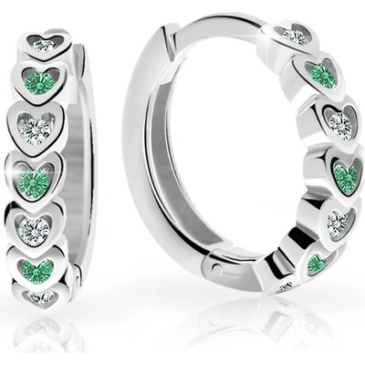 Danfil Dětské náušnice kroužky C3341 ze stříbra, s kamínky Emerald Green