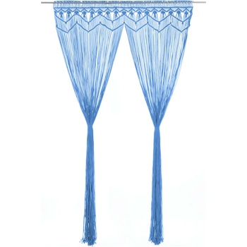 Image 1 of vidaXL Завеса макраме, синя, 140x240 см, памук (323988)