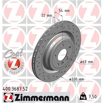 Brzdový kotúč ZIMMERMANN 400.3687.52 (400368752)