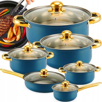 Image 1 of Retoo Комплект прибори за хранене от неръждаема стомана Retoo от 12 части - син, златен (RET-OR203)