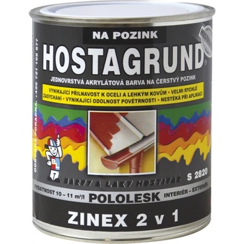 Barvy a laky Hostivař Hostagrund Zinex 2v1 S2820 RAL 9006 stříbrná 2,5 L
