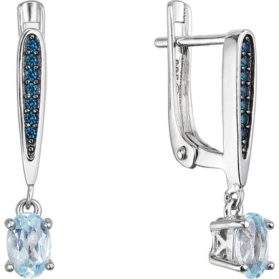 Pavona stříbrné náušnice luxusní s pravými minerálními kameny modré 11487.3 london nano sky topaz