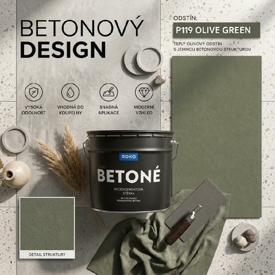Rokospol Roko Betoné dekorativní stěrka P119 Olive Green 7 kg