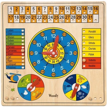 Woody Víceúčelový kalendář s hodinami a barometrem