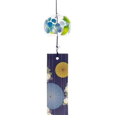 Zvonkohra Skleněný Furin Bell Feng Shui Ajisai