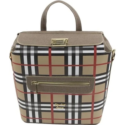 Български обувки Дамска чанта тип раница в десен каре 886-34