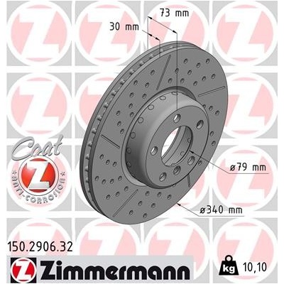 ZIMMERMANN Brzdový kotúč 150290632