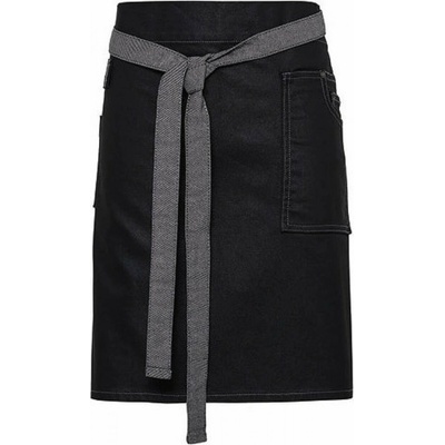 Premier Workwear Pevná denimová pracovní zástěra s voskovaným vzhledem 350 g/m černý denim PW135