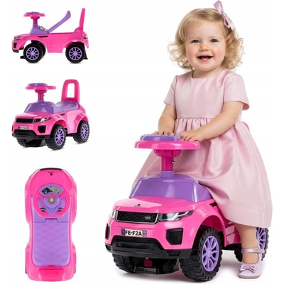 LEANToys Dětské odrážedlo s vodící tyčí růžové
