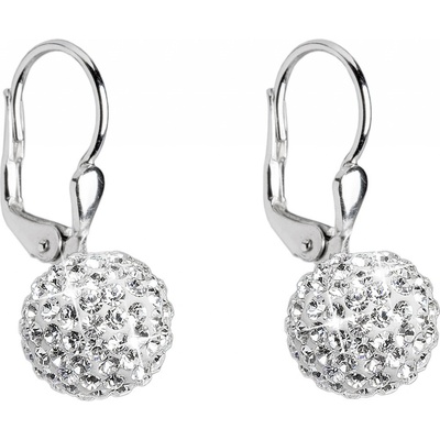 Pavona Stříbrné náušnice visací s krystaly Swarovski bílé kuličky 31110.1