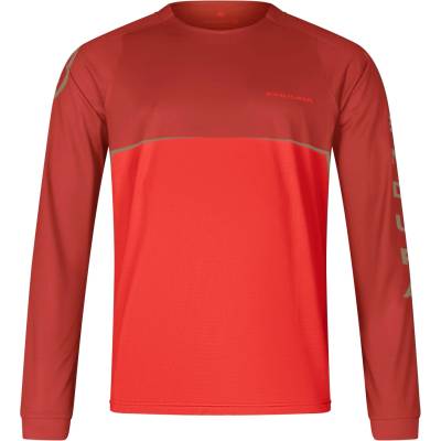 Endura Мъжка фланелка с дълъг ръкав за колоездене Endura Core Printed L/S Tee Cycling jersey - Flame Red (056-3531-0211)
