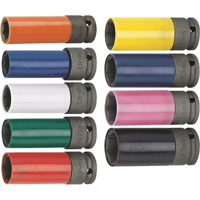Nástrčné hlavice 1/2", s krytkou na ALU, pro rázové utahováky, 15-27mm - JONNESWAY, Velikost: 22 mm