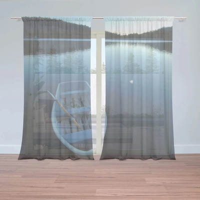 Sablio Záclony Loďka na jazere: 2ks 150x250cm