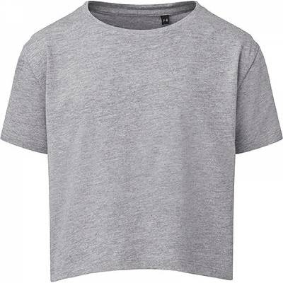 Build Your Brand dívčí crop top šedý melír