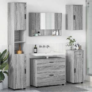 vidaXL Комплект мебели за баня 5 бр. Сив Сонома 35 x 30 x 192 см (3393079)