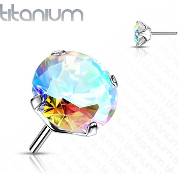 Šperky4U kamínek k Push In piercing do nosu titan AB zirkon TIT1148AB-030
