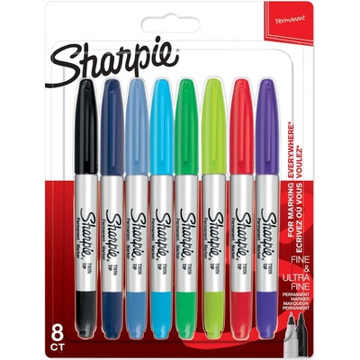 Sharpie Комплект перманентни маркери Sharpie Twin Tip, 8 цвята, блистер (27673-А)