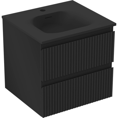 Rivel баня шкаф 50 см с мивка Vela, 2 чекмеджета, рифована, черно мат - 91A20-05047-2-BFF71-W23M71 (91A20-05047-2-BFF71-W23M71)