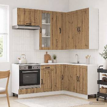 vidaXL Кухненски единица LUCCA 8 pcs Дъб артизан Инженерна дървесина (3438410)