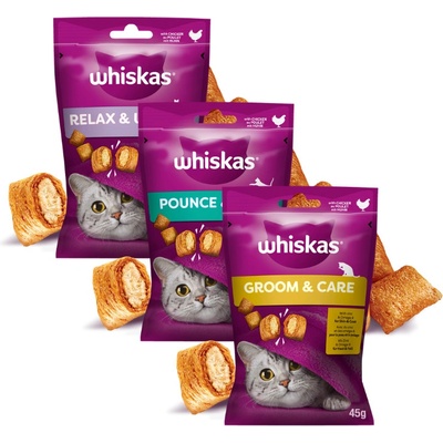 Whiskas Zdravý lesk, energia a vitalita, relaxácia a uvoľnenie s kuracím mäsom 3 x 45 g