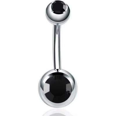 Prosperk Piercing do pupíku černý krystal S1306