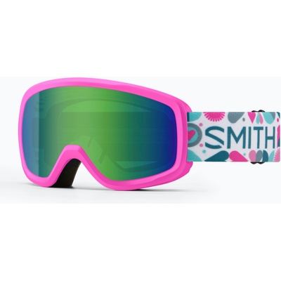 SMITH Скиорска маска Smith Snowday Jr vivid pink hearts/green sol-x mirror