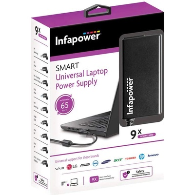 Infapower P033 65W Laptop Automatic Power Supply - универсално захранване 65W за лаптопи (черен)