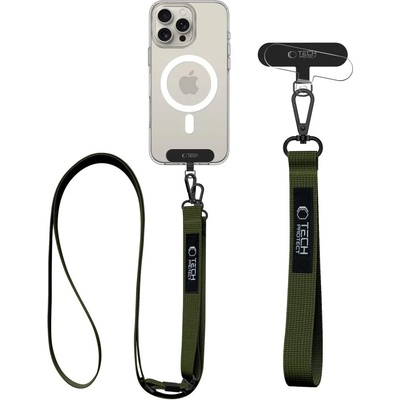 Šňůrka na krk Tech-Protect C6S Crossbody popruh na mobil 2v1 zelený
