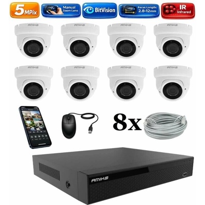 Amiko IP 8 kamerový set Manual Zoom Dome 1505K8