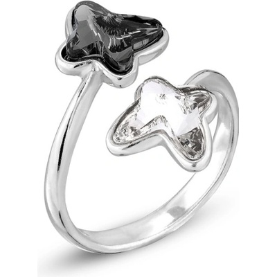 Spark prsten se Swarovski Elements motýlci Silver Night 8039