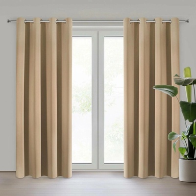 EUROFIRANY ZATEMŇOVACÍ ZÁVĚS NA KROUŽCÍCH ADLEY 135X250 CM BÉŽOVÁ