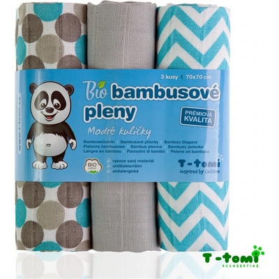 T-tomi Bambusové BIO plienky modré guličky 3 ks