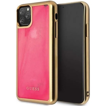 GUESS Glow Sand Hard Case - дизайнерски кейс с висока защита за iPhone 11 Pro (розов)