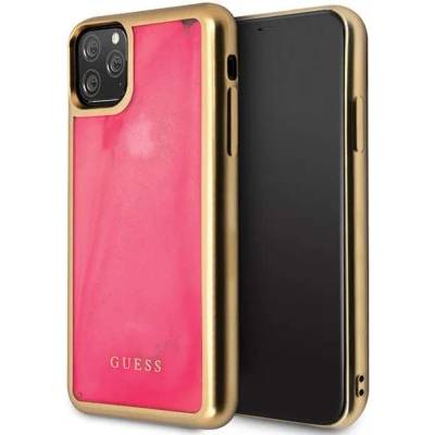 GUESS Glow Sand Hard Case - дизайнерски кейс с висока защита за iPhone 11 Pro (розов)