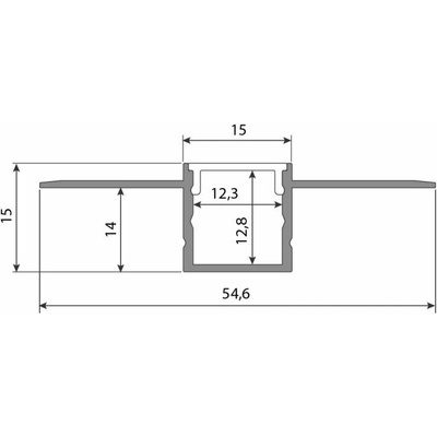 ML-761.028.74.3 Hliníkový profil pro sádrokarton AU 55x15mm včetně mléčného difuzoru 3m