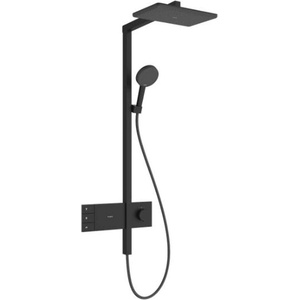 Hansgrohe Raindance Alive Q - Душ комплект с термостат, 21x34 cm, 3 струи, EcoSmart, черен мат 24591670 (24591670)