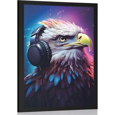 Plakát orel se sluchátky - 40x60 black