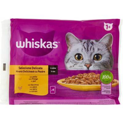 Whiskas jemné mäsové kúsky v želatíne 4 ks 85 g