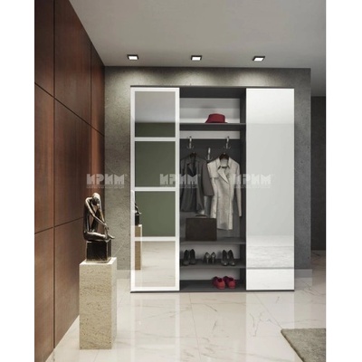 Bogdan Furniture I Портманто 4066, Бял гланц/Графит