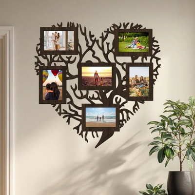 dřevo života Dřevěný fotorámeček Srdcový strom II Zvolte barvu dekoru: Wenge, Velikost fotografie: 10x15