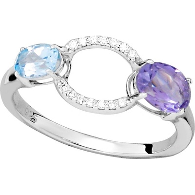 Silver Cat strieborný prsteň s kubickými zirkónmi Colored stones SC634