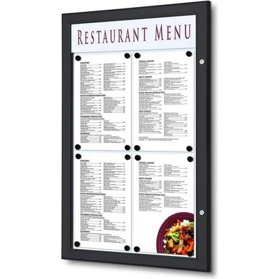A-Z Reklama CZ Venkovní vitrína MENU BOARD SCZ4xA4C9005 na Menu pro prospekty 4 x A4 - Černá – Zboží Dáma