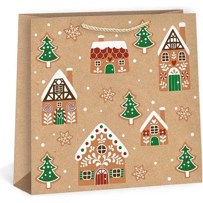 ARGUS Darčeková papierová taška (24 x 24 cm) - Vianočné domčeky a stromčeky 08450005